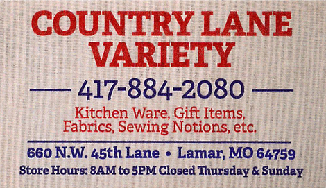 Country Lane Variety Amish country store Barton County Missouri